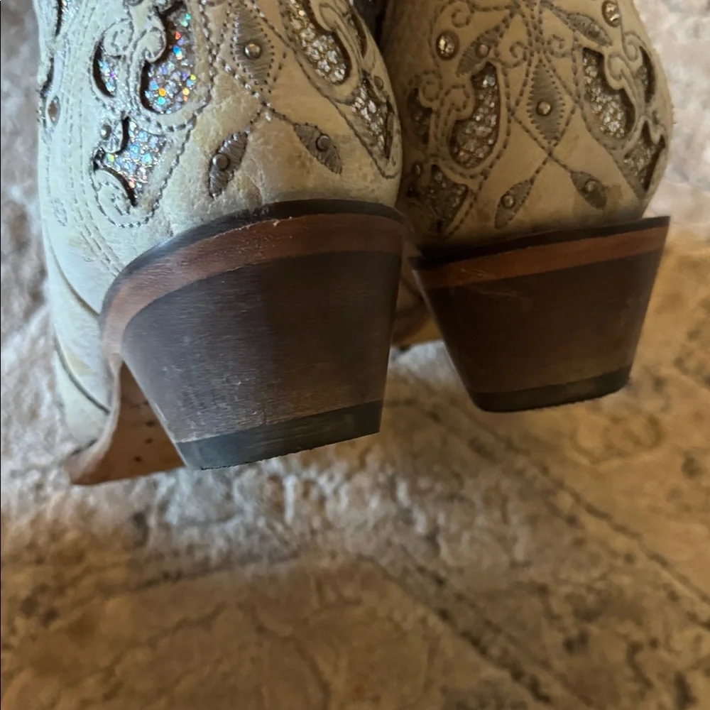 Corral White Glitter Inlay And Crystals Womens Boots Size 6.5 - Picture 6 of 8